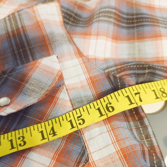 Roper Boys Large Western Plaid Snap Button Long Sleeve Shirt Brown Orange - Picture 5 of 6